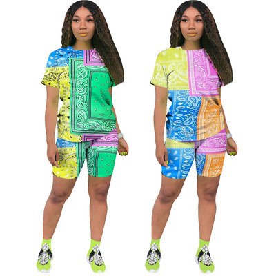 Fashion Printed Short-Sleeved T-shirt Two-Piece