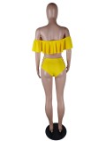 Sexy Off-Shoulder Ruffled Women's Half-Sleeved Swimsuit