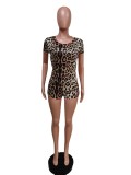 Leopard Print Summer Sports Shorts Two-Piece Suit