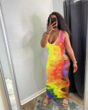 Fashion Tie-Dye Plus Size Sexy Dress