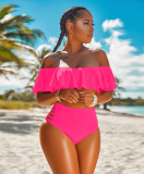 Sexy Off-Shoulder Ruffled Women's Half-Sleeved Swimsuit