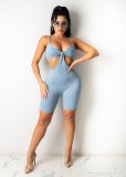 Solid Color Pit Strip Tight-Fitting Sling Jumpsuit