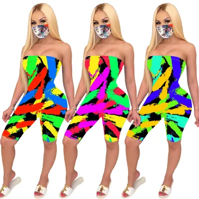 Printed Tube Top Casual Fashion Jumpsuit