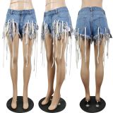 2021 Summer New Product Stretch Fringed Denim Shorts