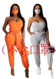Sexy Tube Top Belt Lace Waist Jumpsuit (Without mask)