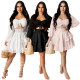 Temperament Long Sleeve Solid Color Tube Top Puff Sleeve Dress