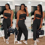 Stretch Tube Top, Cross Double Pants Sports Leisure Suit