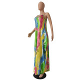 Summer New Style Sling Tie-Dye Printing Casual Loose Long Skirt