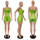 Multicolor Printed Sexy Sling Sports Suit