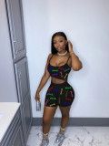 Multicolor Printed Sexy Sling Sports Suit