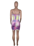 Tie-Dye Sexy Cute And Playful Pleated Breast Wrap Dress
