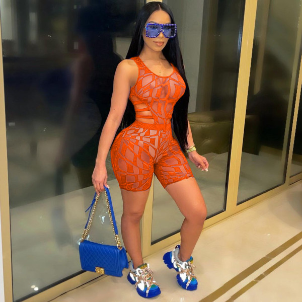 2022 New Sexy Net Yarn Printing Suit