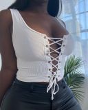 Fashion Casual Sexy Eyelet Tie Vest Top