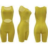 Sexy Back Invisible Zipper Solid Color Jumpsuit