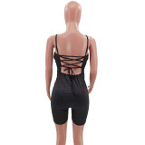 Fashion Casual Stitching Tube Top Tie Jumpsuit