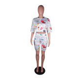 Casual Printed Short-Sleeved Shorts Spring And Summer Two-Piece Suit