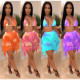 Tie-Dye Printed Sexy Mesh Bikini Skirt