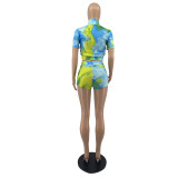 Tie-Dye Short-Sleeved Shorts Sports Two-Piece Suit