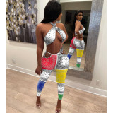 Printed Suit Cashew Flower Sexy Contrast Nightclub Outfit