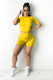 Spring And Summer Tight Sports Apron Exposed Two-Piece Suit