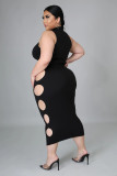 Oversized Women's Dress Irregular Hole Solid Color Dress