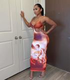 Tube Top Halter Print Slim Hip Dress