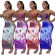 Tube Top Halter Print Slim Hip Dress