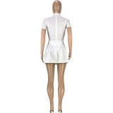 Two-Piece Pleated Skirt With Invisible Zipper Slim Bodysuit