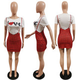 Women's Letter Houndstooth Skirt Suit Two-Piece Suit