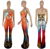 New Product Sexy Slim-Fit Belt Positioning Printing Jumpsuit