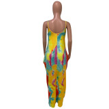 Spring And Summer Sling Tie-Dye Printing Casual Loose Long Skirt
