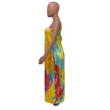 Spring And Summer Sling Tie-Dye Printing Casual Loose Long Skirt