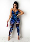 Spring And Summer Color Printing Sexy Strappy Jumpsuit