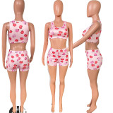 Two-Piece Printed Fruit Tank Top And Shorts Set