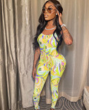 Printed Performance Pants Skinny Backless Sexy Jumpsuit