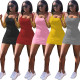 Sexy Solid Color Pit Strip Vest Dress