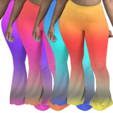 Colorful Gradient Mopping Trousers Flared Pants