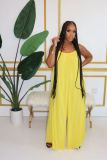 Fashion Sexy Suspenders Solid Color Wide-Leg Jumpsuit