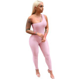 Sexy One-Shoulder Sleeveless Hip-Lift Sports Jumpsuit