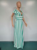 Fashion Casual Colorful Striped Waist Dress