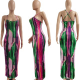 Fashion Sexy Tie-Dye Printed Personalized Dress