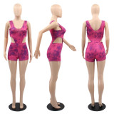 2021 Summer Sexy Cute Tie-Dye Printing Two-Piece Suit