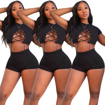 Featured Sexy Strappy T-Shirt Shorts Set