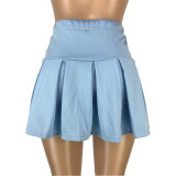 Sexy Solid Color Nightclub Style Pleated Ladies Short Skirt