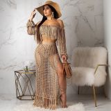 Two-Piece Casual Mesh Fringed Beach Dress