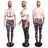 Fashion Printed Short-Sleeved Top And Trousers Two-Piece Suit