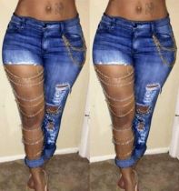 Big Ripped Jeans Women's Leg Pants Stretch
