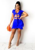 Wrapped Chest Strap Navel Ruffled Dress