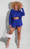 Sexy Fashion Cropped Summer Shorts Long Sleeve Two-Piece Suit