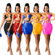 Wrapped Chest Open Back Tether Elastic PU Leather Dress